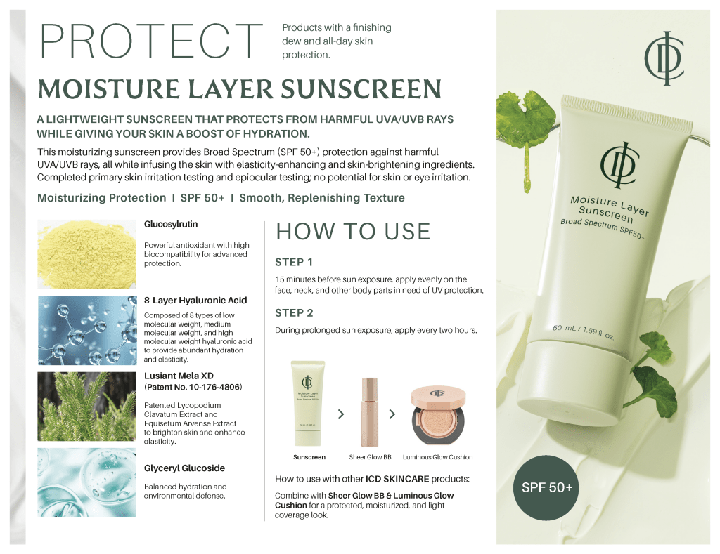 Incellderm ICD Moisture Layer Sunscreen - RIMAN KBeauty - Korean Skincare Routine for Glass Skin