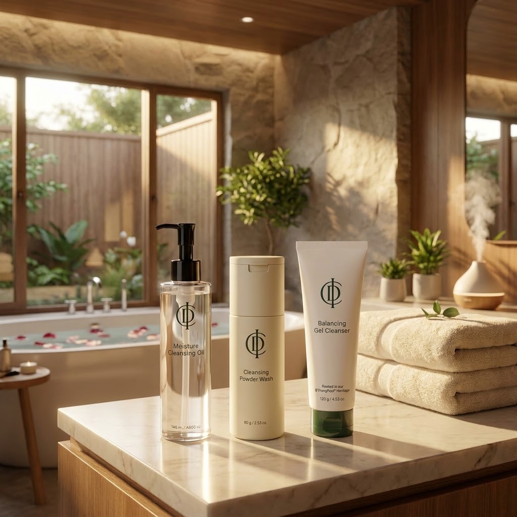 Double Cleanse Balancing Gel Cleanser Trio: Moisture Cleansing Oil, Cleansing Powder Wash, Balancing Gel Cleanser