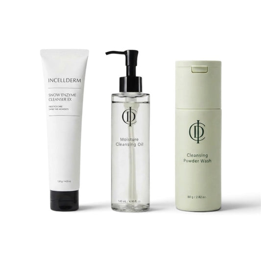 Cleansing Trio - Double Cleanse Trio with Oil, Snow Enzyme, Powder Cleanser - RIMAN KBeauty-