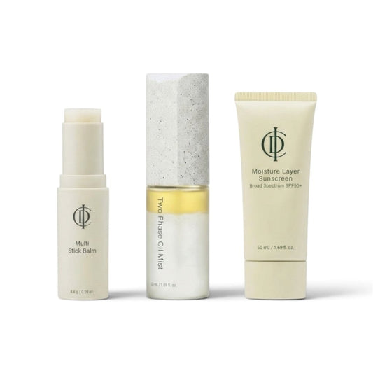 Moisture On The Go Trio - Multi-Stick Balm, Two Phase Oil Mist, Moisturizing Sunscreen - RIMAN KBeauty-