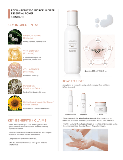 ICD Radiansome™100 Microfluidizer Essential Toner - RIMAN KBeauty - Korean Skincare Routine for Glass Skin