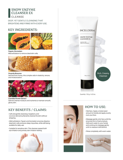 Incellderm ICD Active Snow Enzyme Cleanser Ex - RIMAN KBeauty - Korean Skincare Routine for Glass Skin