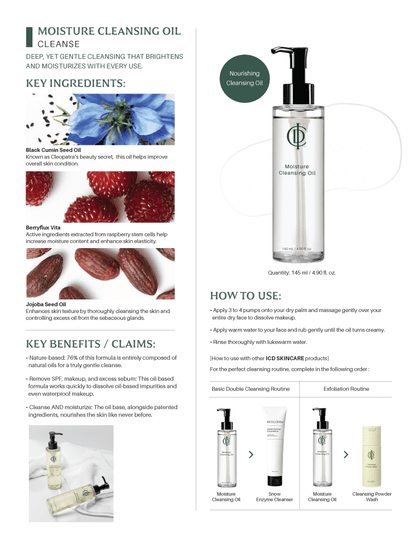 Incellderm ICD Moisture Cleansing Oil - RIMAN KBeauty - Korean Skincare Routine for Glass Skin