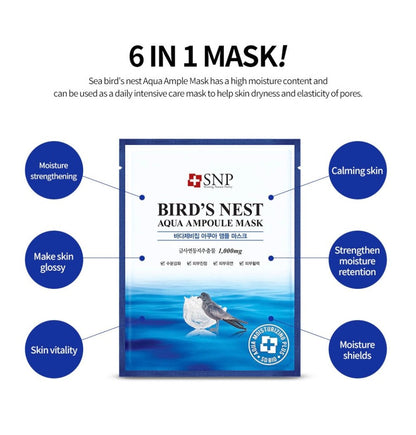 SNP Bird's Nest Aqua Ampoule Mask - RIMAN KBeauty - Korean Skincare Routine for Glass Skin