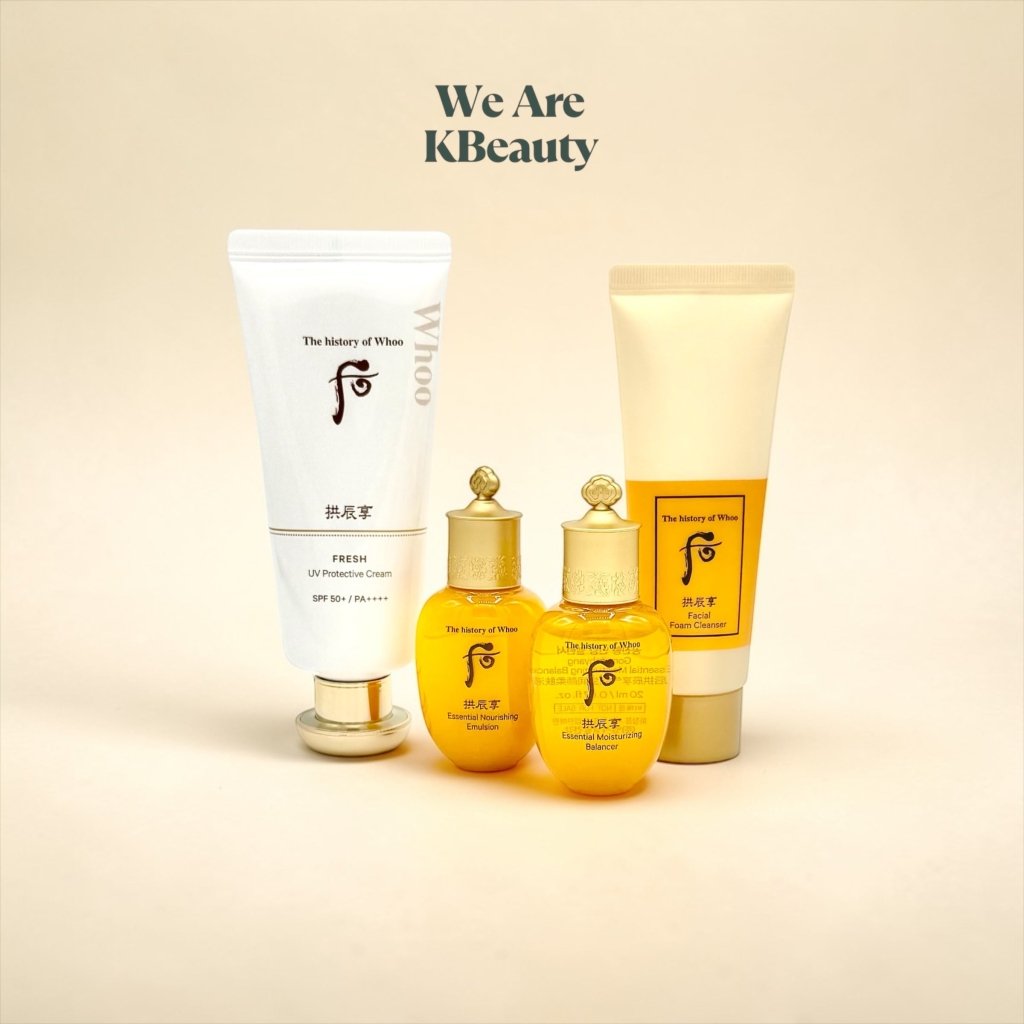 The History of Whoo: Gongjinhyang Fresh UV Protection Cream SPF 50+ PA++++ 60ml - 4 Piece Set - We Are KBeauty - Korean Skincare Routine for Glass Skin