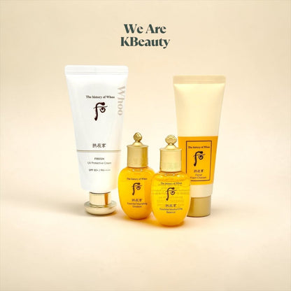 The History of Whoo: Gongjinhyang Fresh UV Protection Cream SPF 50+ PA++++ 60ml - 4 Piece Set - We Are KBeauty - Korean Skincare Routine for Glass Skin