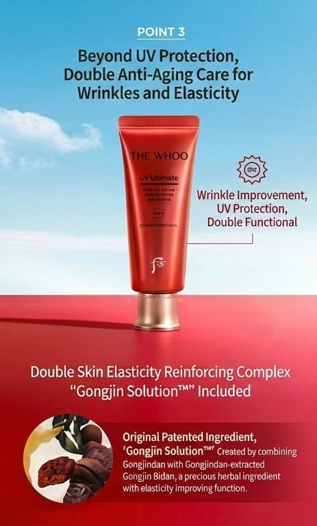 The History of Whoo: UV Ultimate Red Vitamin Sunscreen 75mL SPF50+ PA++++ 3 Piece Set - We Are KBeauty - Korean Skincare Routine for Glass Skin