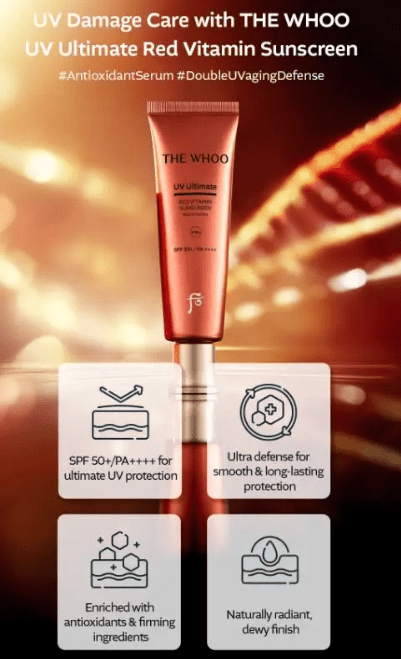The History of Whoo: UV Ultimate Red Vitamin Sunscreen 75mL SPF50+ PA++++ 3 Piece Set - We Are KBeauty - Korean Skincare Routine for Glass Skin