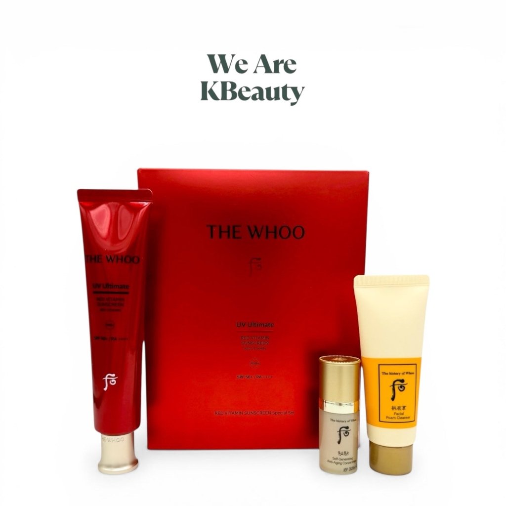 The History of Whoo: UV Ultimate Red Vitamin Sunscreen 75mL SPF50+ PA++++ 3 Piece Set - We Are KBeauty - Korean Skincare Routine for Glass Skin